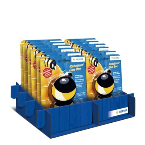 HERMA 1120 Kleberoller Display doppelseitig nachfüllbar ablösbar, 15 m, selbstklebender Klebeband Roller für Kinder, Fotoalbum, Scrapbook, Fotobuch, Basteln, Schule & Büro, schwarz gelb