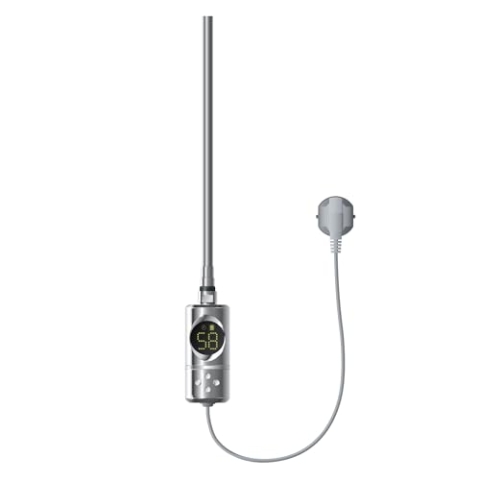 ML-Design Heizstab 1200W Chrom mit Thermostat und LCD Bildschirm, Elektronischer Temperaturregler und Timing-Funktion, Heizpatrone Heizelemente für Badheizkörper Heizungen, Elektroheizstab mit Stecker
