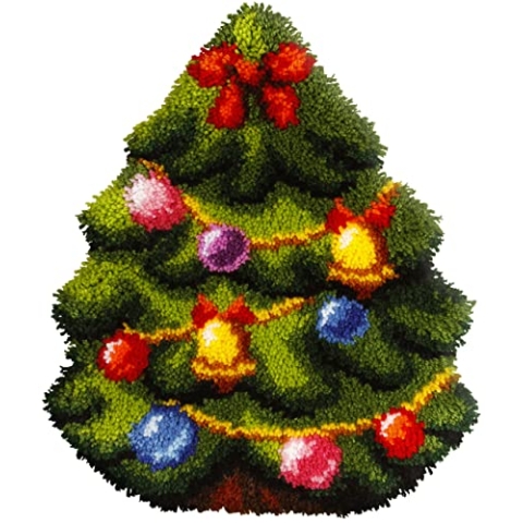Orchidea ORC.4096 Knüpfhaken-Set, Kissenform: Weihnachtsbaum, Mehrfarbig, 39 x 47 cm, multi, 39 x 47cm