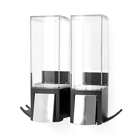 Compactor CLEVER Doppel-Seifenspender Show (Größe L, Schwarz) Bohren erforderlich, 2 x 500 ml transparente Behälter