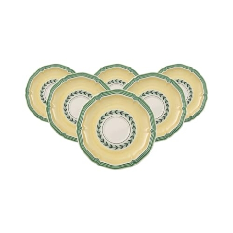 Villeroy & Boch French Garden Fleurence Mokka-/Espressountertassen 6er Set, 13 cm, Kleine Unterteller in französisch-rustikalem Stil, Premium Porzellan, Weiß/Bunt