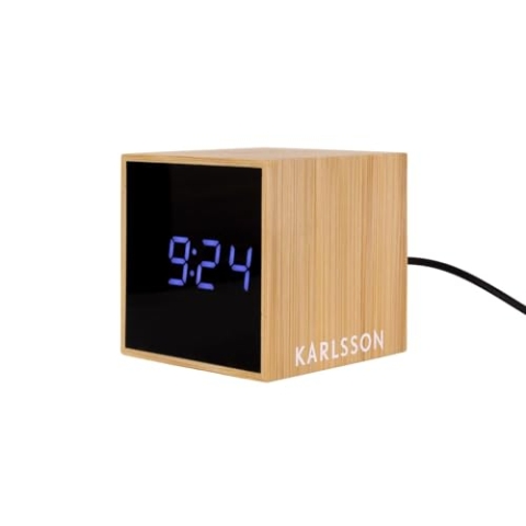 Karlsson Wecker Mini Cube - Bambus - 6,3x6,3cm - Platz - Bamboo - Wecker für Schlafzimmer