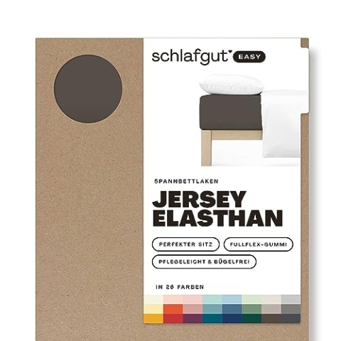 Schlafgut Easy Jersey Elasthan Spannbettlaken 140x200 bis 160x220 Sand Deep, Spannbetttuch aus superweicher Baumwolle mit Elasthan