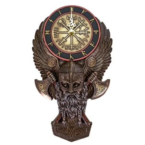 VOGLER Joh. Vogler GmbH Veronese Wikinger Wanduhr 29 cm Figur bronziert handcoloriert Uhr Geschenkidee