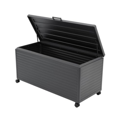 MIRADOR 182 Aufbewahrungsbox 1177 Liter Aluminium Anthrazit Hohes Fassungsvermögen Garten Terasse Pergola Winterfest Stabil Pavillion