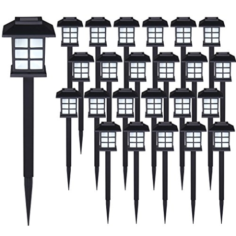 Deuba® Solarlampe für Außen 24er Set LED Wetterfest IP44 Dämmerungssensor Erdspieß Solar Laterne Schwarz Garten Leuchte Außenleuchte Balkon Deko