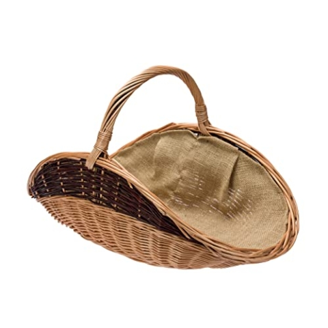 Weide-Kaminholzkorb für Holz cm mit Jute 60 x 34cm | Feuerholz korb | Holzkörbe | Kamin Aufbewahrung | Brennholzkorb | Wood Basket | Feuerholzkorb