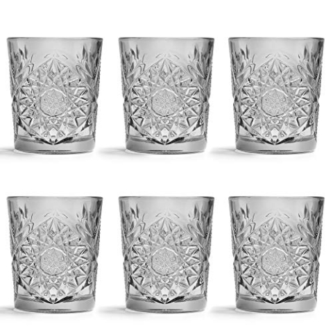 Libbey Trinkglas Hobstar Grau - 355 ml / 35,5 cl - 6 Stück - Vintage-Design - spülmaschinenfest - hohe Qualität