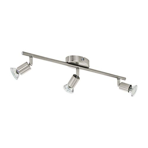 EGLO LED Deckenleuchte Buzz-LED, 3 flammige Deckenlampe, Deckenstrahler aus Metall in Nickel-Matt, Wohnzimmerlampe, Küchenlampe, Spots inkl. GU10 Leuchtmittel,warmweiß, L 48,5 cm