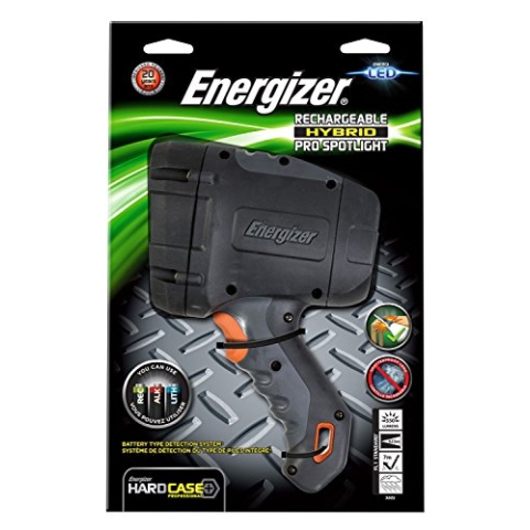 Energizer Taschenlampe Hard Case Rechargeable Hybrid Pro Spotlight (inkl. 6xAA Akkus, wetterfest IPX 4)