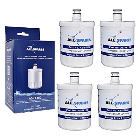 AllSpares Wasserfilter (4x) für Kühlschrank geeignet für LG LT500P / 5231JA2002A / ADQ72910901 / ADQ72910907