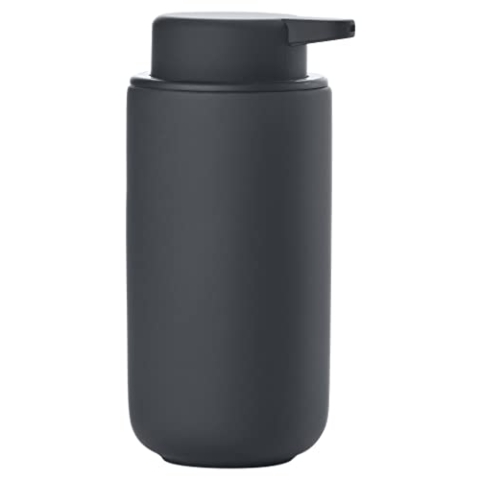 Zone Denmark Ume Seifenspender für Flüssigseife, Steingut/Keramik mit Soft Touch-Beschichtung, Skandinavisch im Design, 450 ml, Höhe 19 cm, Schwarz