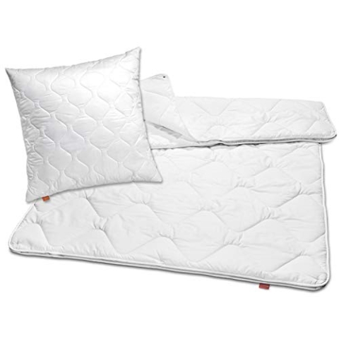 sleepling 192810 Bettwaren-Set Basic 160 Kopfkissen 80 x 80 cm + 4-Jahreszeiten Decke 155 x 220 cm Mikrofaser warm, weiß