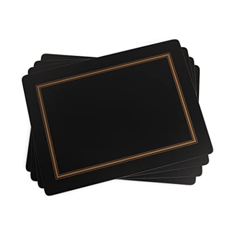 Pimpernel Klassische Schwarze Tischsets S/4 (s), Kork, Mehrfarbig, L