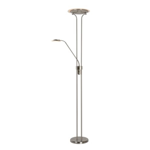 LUCIDE CHAMPION-LED - Stehlampe Mit Leselampe - Ø 30 cm - LED Dim. - 3000K - Chrom Matt