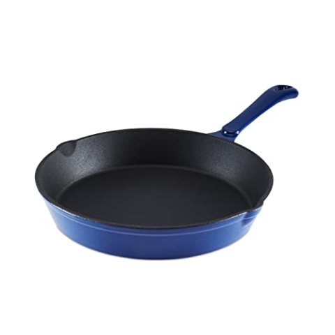 Barbary & Oak BO800255BLU Gusseisen-Bratpfanne mit robuster Emaille-Innenseite, 26 cm, Limoges Blue