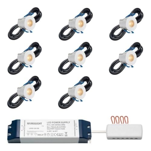LED Einbaustrahler Valencia bas | Einbauleuchten - Deckenstrahler - Einbauspots - Downlight - Terrassenüberdachung | 3W - Dimmbar - Flach - 230V - IP65 - Warmweiß | Set mit 8 Stück