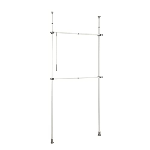 WENKO Teleskop-System Herkules Basic, 2 Kleiderstangen, Verstellbares Ordnungssystem, Metall, 75-120 x 165-300 x 11 cm, Weiß