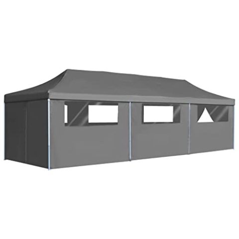 vidaXL Partyzelt 8 Wänden 3x9m Anthrazit Pavillon Gartenzelt Faltzelt Festzelt