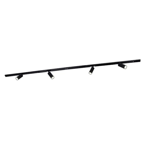 Ledvion - LED Stromschienenbeleuchtung 2M + 4 Stromschienenstrahler (5W, 2700K, Schwarz, Dimmbar), 1-phasige Stromschienenleuchte