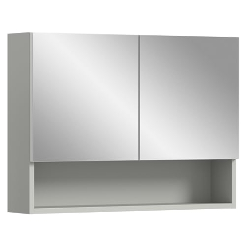 xonox.home Badezimmer Copa Spiegelschrank Badspiegelschrank Spiegelschränke fürs Bad Badspiegelschrank Front Spiegelfläche Korpus hellgrau Nb.,ca.74x55x17cm mit Ablage