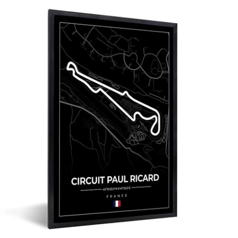 MuchoWow Poster Bilder Wanddeko Deko Wohnzimmer 40x60 cm Rennstrecke - F1 - Rennstrecke - Frankreich - Circuit Paul Ricard - Schwarz