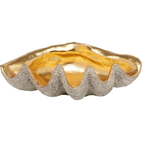 Kare Design Deko Schale Noble Shell, Obstschale, Dekoschale, Polyresin, Handbemalt, Unikat, 14x41x27 cm (H/B/T), Gold