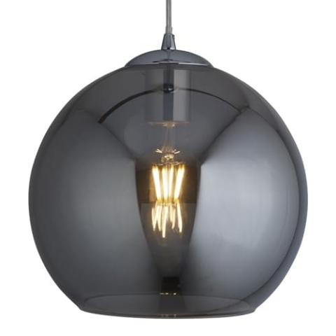 Searchlight 1621SM Hängeleuchte, Rauchglas, Chrom, 25 cm