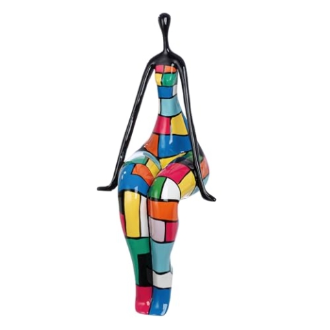 Casablanca Kantensitzerfigur Lady - Kunstharz - Mehrfarbig/glänzend - Fraumotiv - Höhe 74 cm - Dekofigur - Skulptur - Wohnaccessoire - Geschenkidee