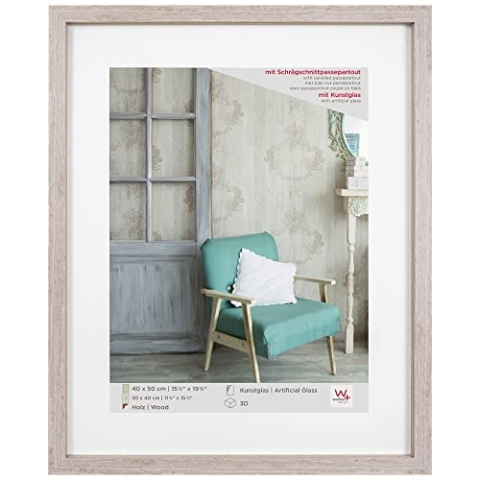 walther design Bilderrahmen grau 40 x 50 cm mit Kunstglas, Stockholm EA450D