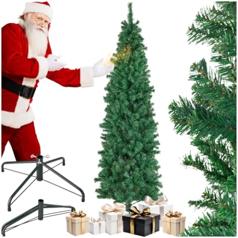 tectake® Künstlicher Weihnachtsbaum, naturgetreu, Weihnachtsbaum mit biegsamen Zweigen, voluminöses Nadelkleid, pflegeleicht, stabil, einfacher Aufbau, Tannenbaum künstlich als Weihnachtsdeko - 210 cm