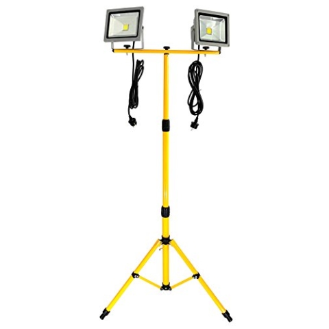 Trango - 2x 20Watt LED Arbeitstrahler - Baustrahler G1504-206W*2-6000K Tageslicht - Inkl. je 3m Zuleitung - Stativ Höhenverstellbar 66-170cm - Arbeitsleuchte