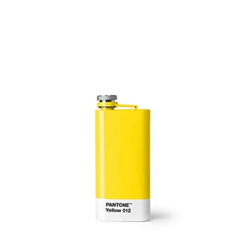 Pantone 16628 Yellow 012 Flachmann, Edelstahl mit Schraubverschluss, Rostfreier Stahl, gelb