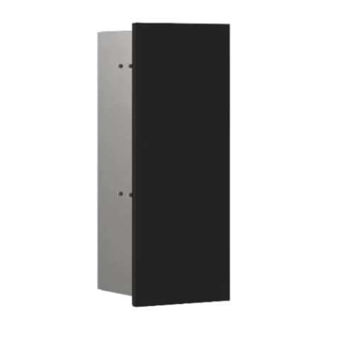 Emco Asis Pure Unterputz-Toilettenbürstengarnitur-Modul, Badezimmerschrank mit Toilettenbürste, Hochschrank mit Push to Open-Funktion und Anschlag Links, schwarz matt