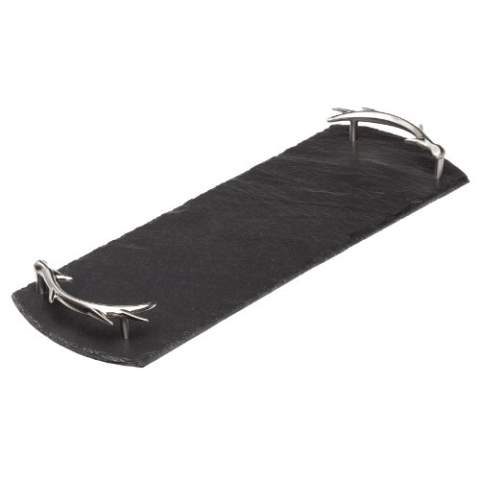The Just Slate Company Serviertablett klein mit Geweih Griffe