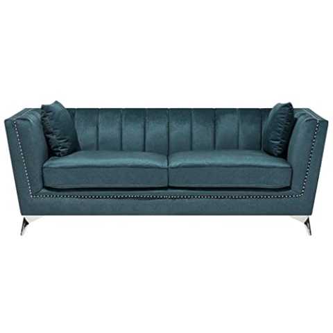 Beliani Sofa aus Samtstoff Blau-Grün 3-Sitzer modernes Wohnzimmer-Sofa Gaula