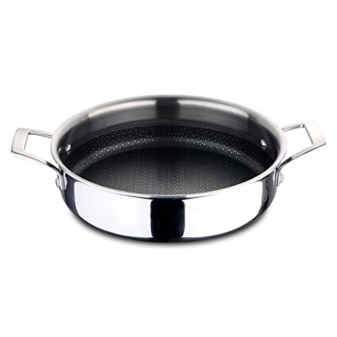 MasterPro Hi-Tech 3 | Cacerola de Cocina de 28 cm | Acero Inoxidable con Textura de Panal de Abeja | Revestimiento de 3 Capas | Menaje de Cocina | Apta para Todos los Tipos de Cocina