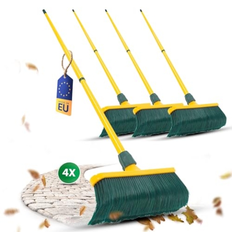 Novaliv Krallenbesen Set 30 cm Kunststoff mit Teleskopstiel Hofbesen Allzweckbesen Kehrbesen Terrassenbesen Besen mit Stiel (4, 30 cm Besen mit Stiel)