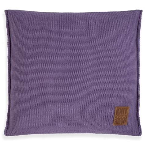 KNIT FACTORY - Uni Zierkissen - Quadratische Sofa Kissen - Violett - Gestrickter Dekokissen - Couchkissen - 50x50 cm - Kissenbezug mit Füllung und Bezug