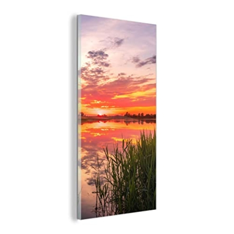 MuchoWow Glasbild Glasfoto Wandbild Bilder Deko 40x80 cm Wasser - Luft - Natur