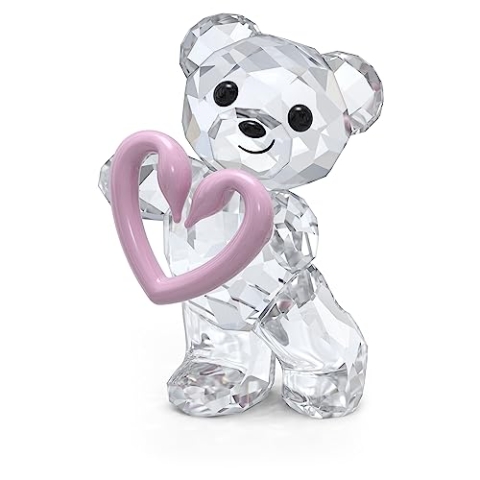 Swarovski Kris Bär - Una Bär, Detailverliebter Bär aus Strahlendem Kristall, mit Rosafarbenem Herz