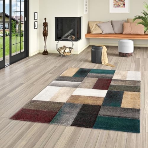 Pergamon Kurzflor Wohnzimmer Designer Teppich Maui Modern Grün Bunt Trend in 5 Größen