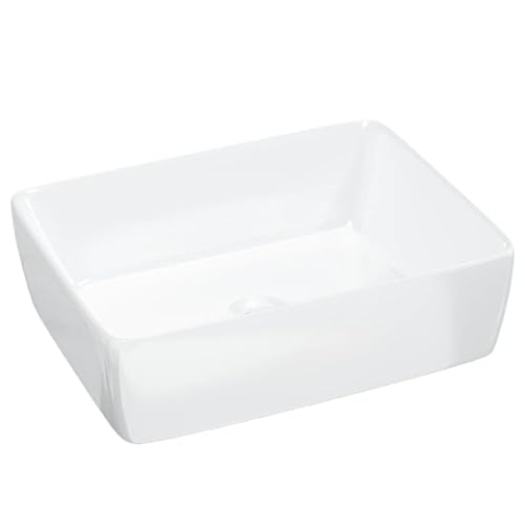 vidaXL Waschbecken, Becken für Badezimmer Waschzimmer Schminkraum, Handwaschbecken ohne Wasserhahn Ablaufgarnitur, Aufsatzwaschbecken Badwaschbecken, Weiß Keramik Rechteckig