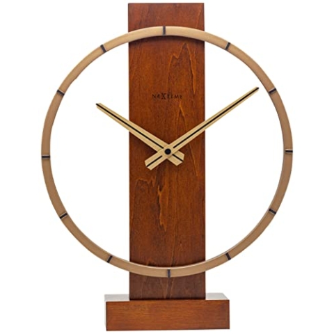 Carl Table / Wall clock - 34 x 27 cm - Wood/Steel - Brown - 'Carl Small'