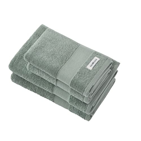 PandaHome Handtuch Set aus Baumwolle - 2 Badetucher, 2 Handtücher - 100% Baumwolle Towel, Schnelltrocknend Weich Saugstark 500 g/m² (Grün)