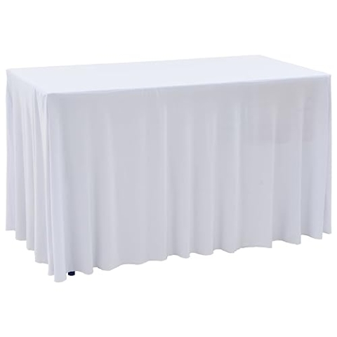 vidaXL 2X Stretch Tischhusse Weiß 243x76x74cm Stretchhusse Tischdecke Husse