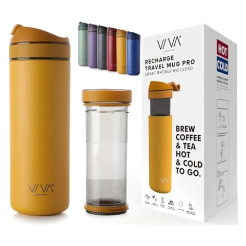 VIVA Scandinavia V82052 Recharge Pro Reisebecher neu Erfunden, Senf, 520ml Kapazität, 23cm Höhe