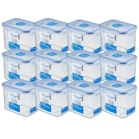 LocknLock 12x Set HPL812 Vorratsdosen - Frischhaltedosen 1 Liter - Maße (LxBxH): 151 x 108 x 117 mm - Geeignete Dosen zum Einfrieren und Mikrowelle - Lock and Lock Dosen Food Box Meal-Prep-Boxen