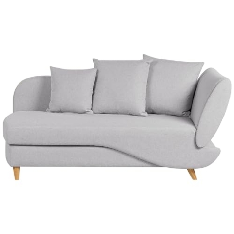 Chaiselongue Leinenoptik grau rechtsseitig mit Stauraum Kissen modern Meri II