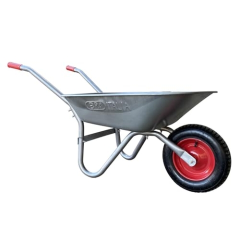 Toolland Schubkarre 85 Liter, Schiebkarre, Materialtransporter, Gartenkarre, pneumatisches Rad, einfache Montage, rutschfeste Griffe, großes Fassungsvermögen, grau, 12 kg